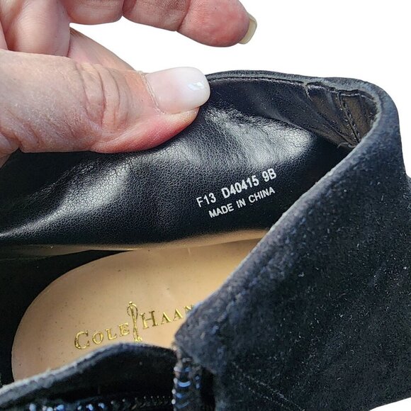 Cole Haan Genuine Suede & Leather Zip Ankle Boots Black Size 9 - Picture 13 of 15